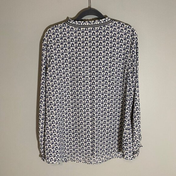 Talbots birds in cages pullover ruffle detail lightweight flowy shirt top blouse - Picture 6 of 10